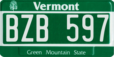 VT license plate BZB597