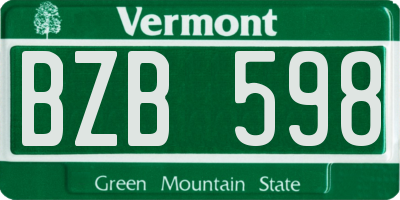 VT license plate BZB598