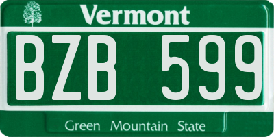 VT license plate BZB599