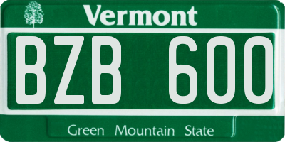 VT license plate BZB600