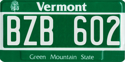 VT license plate BZB602