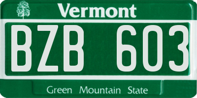 VT license plate BZB603