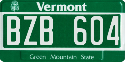 VT license plate BZB604