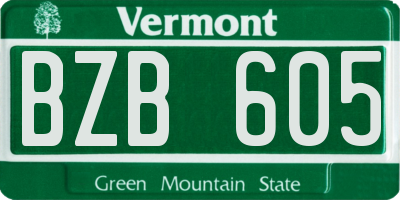 VT license plate BZB605