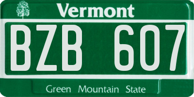 VT license plate BZB607