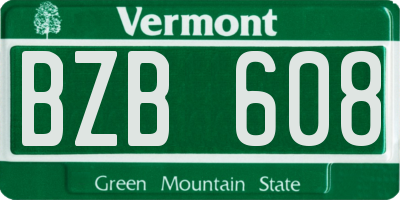 VT license plate BZB608