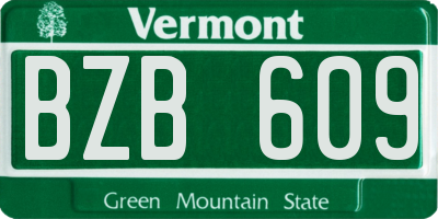 VT license plate BZB609