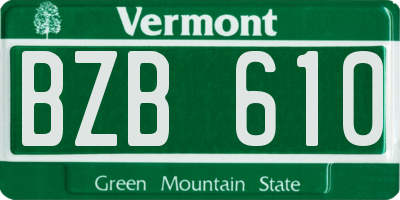 VT license plate BZB610