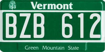 VT license plate BZB612