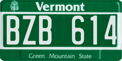 VT license plate BZB614