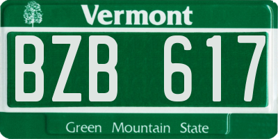 VT license plate BZB617