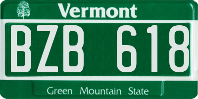 VT license plate BZB618
