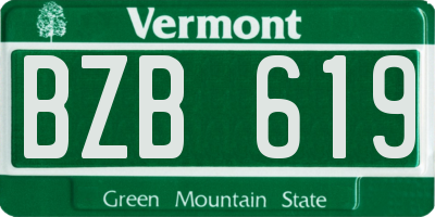 VT license plate BZB619