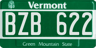 VT license plate BZB622