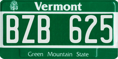 VT license plate BZB625