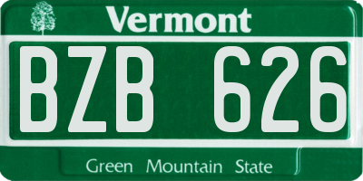 VT license plate BZB626