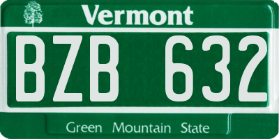 VT license plate BZB632