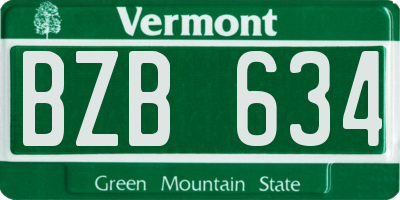 VT license plate BZB634