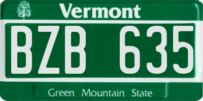 VT license plate BZB635