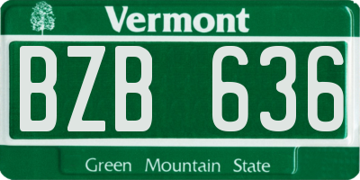VT license plate BZB636