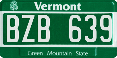 VT license plate BZB639