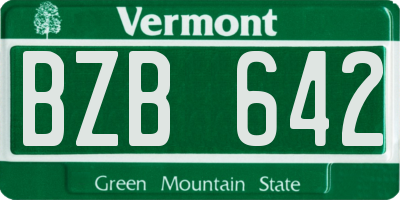 VT license plate BZB642