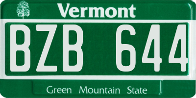 VT license plate BZB644