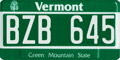 VT license plate BZB645
