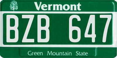 VT license plate BZB647