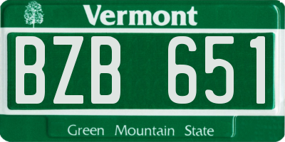 VT license plate BZB651