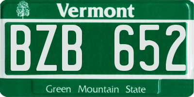 VT license plate BZB652