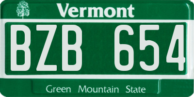 VT license plate BZB654