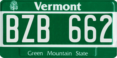 VT license plate BZB662