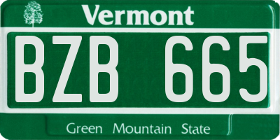 VT license plate BZB665