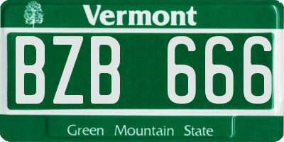 VT license plate BZB666