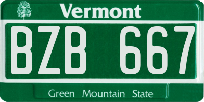 VT license plate BZB667