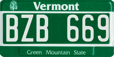 VT license plate BZB669
