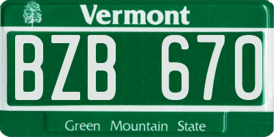 VT license plate BZB670