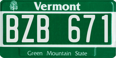 VT license plate BZB671