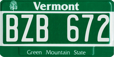 VT license plate BZB672