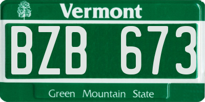 VT license plate BZB673