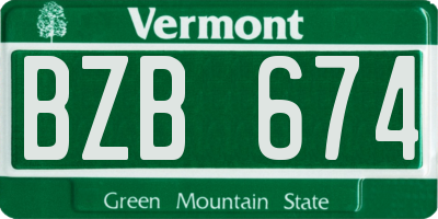 VT license plate BZB674
