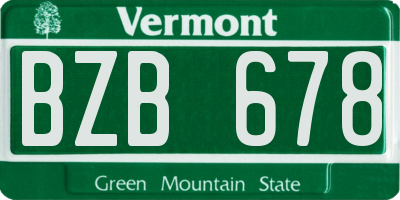 VT license plate BZB678