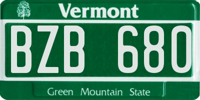 VT license plate BZB680