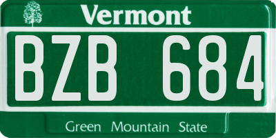 VT license plate BZB684