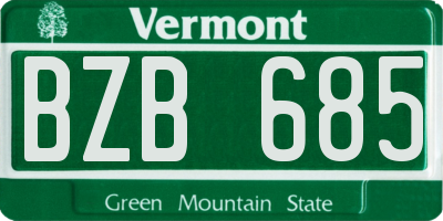 VT license plate BZB685