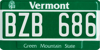 VT license plate BZB686