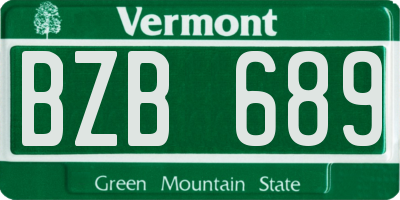VT license plate BZB689