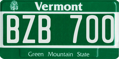 VT license plate BZB700