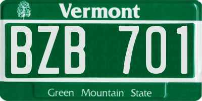 VT license plate BZB701